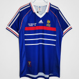 1998 ZIDANE #10 France Home Retro Soccer Jersey(右胸带小字)