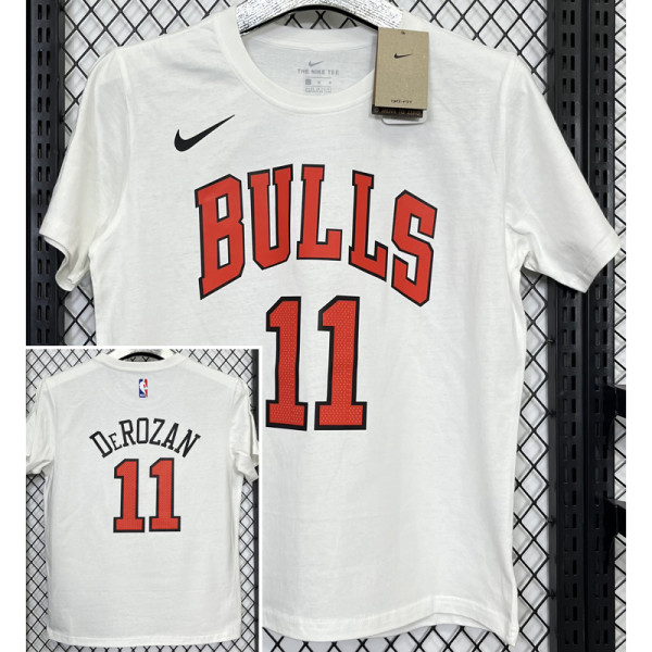T169 BULLS DEROZAN #11 White High Quality Casual T-Shirt