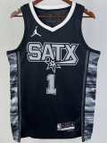 22-23 SA Spurs WEMBANYAMA #1 Black Top Quality Hot Pressing NBA Jersey (Trapeze Edition) 飞人版