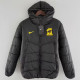 24-25 Ittihad Black Hooded Cotton Coat #棉衣
