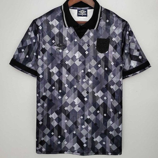 1990 England Away Black Retro Soccer Jersey（带茵宝）