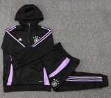 24-25 Germany Black Hoodie Half Pull Tracksuit #F595半拉连帽