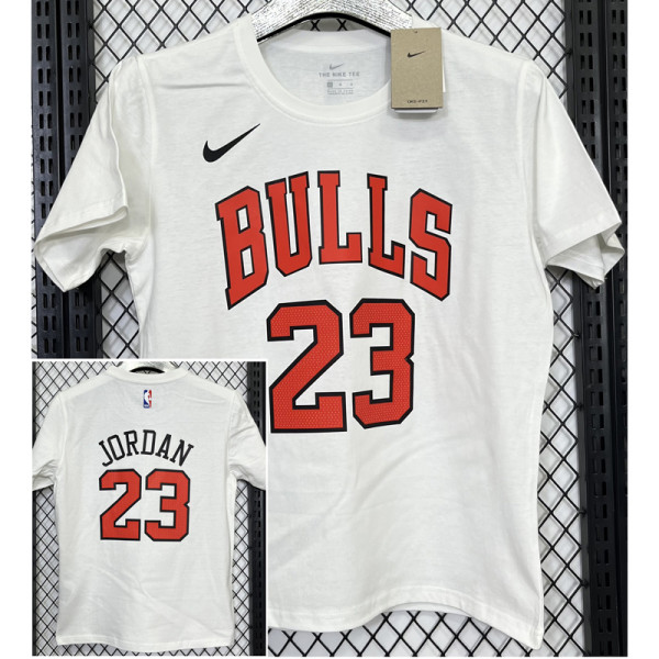 T170 BULLS JORDAN #23 White High Quality Casual T-Shirt