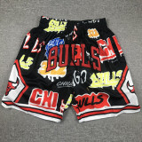 BULLS Black City Edition Top Quality NBA Pocket Pants #公牛涂鸦