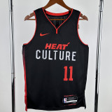23-24 HEAT JAQUEZ JR. #11 Black City Edition Top Quality Hot Pressing NBA Jersey (V领）