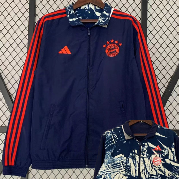 2024 Bayern Royal blue Double Sided Windbreaker (双面风衣)(刺绣)