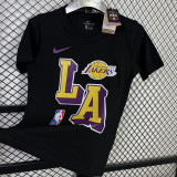 T133 Lakers Black 75th Anniversary High Quality Casual T-Shirt