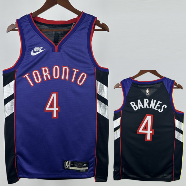 24-25 Raptors BARNES #4 Purple Retro Top Quality Hot Pressing NBA Jersey