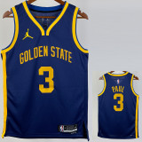 22-23 WARRIORS PAUL #3 Blue Top Quality Hot Pressing NBA Jersey (Trapeze Edition) 飞人版