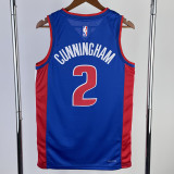 22-23 Pistons CUNNINGHAM #2 Blue Top Quality Hot Pressing NBA Jersey(V领)
