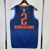 23-24 OKC Thunder GILGEOUS-ALEXANDER #2 Blue City Edition Top Quality Hot Pressing NBA Jersey (蓝色条纹 )