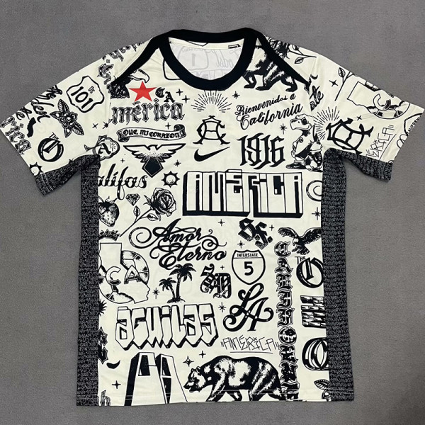 24-25 Club America Beige Black Training shirts