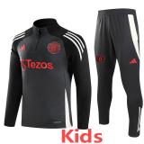 24-25 Man Utd Dark gray Kids Half Pull Tracksuit (童装)(半拉链)