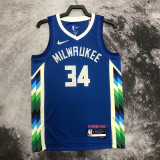 22-23 BUCKS ANTETOKOUNMPO #34 Blue City Edition Top Quality Hot Pressing NBA Jersey