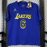 T182 Lakers Jordan JAMES #6 Blue High Quality Casual T-Shirt