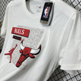 T195 Bulls Jordan White High Quality Casual T-Shirt