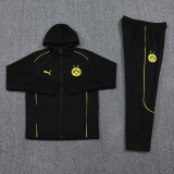 24-25 Dortmund Black Hoodie Jacket Tracksuit #02
