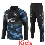 24-25 Napoli Blue Black Kids Half Pull Tracksuit (童装)(半拉链)
