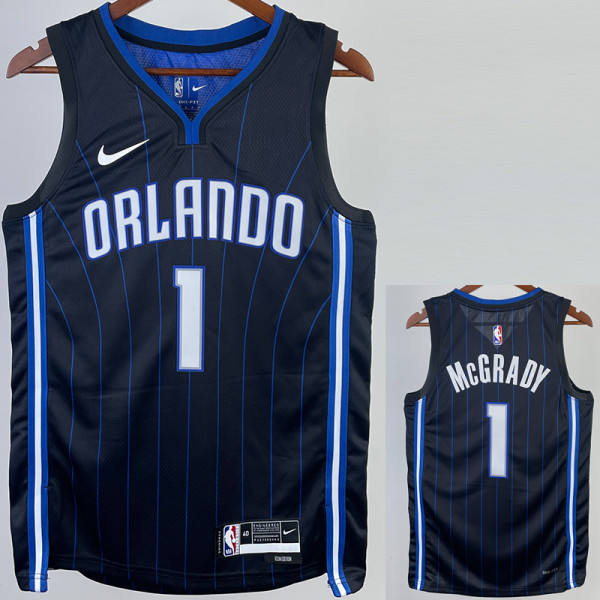 22-23 Magic MCGRADY #1 Black Top Quality Hot Pressing NBA Jersey（黑色条纹）