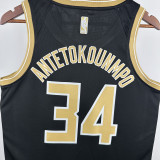23-24 BUCKS ANTETOKOUNMPO #34 Black Glory Edition Top Quality Hot Pressing NBA Jersey 荣耀版
