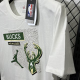 T197 Bucks Jordan White High Quality Casual T-Shirt