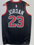 22-23 BULLS JORDAN #23 Black Top Quality Hot Pressing NBA Jersey (Trapeze Edition) 飞人版