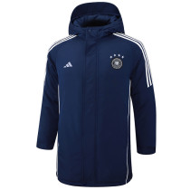 24-25 Germany Royal Blue Hooded Windbreaker Fabric Cotton Coat #G203