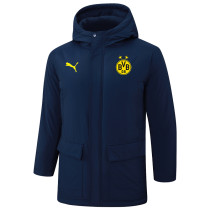 24-25 Dortmund Royal Blue Hooded Windbreaker Fabric Cotton Coat #G252