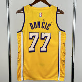 Lakers DONCIC #77 Yellow Top Quality Hot Pressing NBA Jersey(V领)