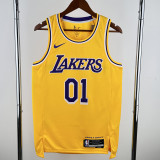 22-23 LAKERS EUNCHAE #01 Yellow Top Quality Hot Pressing NBA Jersey(圆领)