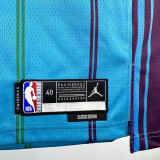 23-24 HORNETS BALL #1 Blue Top Quality Hot Pressing NBA Jersey (Retro Logo)