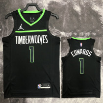 22-23 TIMBERWOLVES EDWARDS #1 Black Top Quality Hot Pressing NBA Jersey (Trapeze Edition)