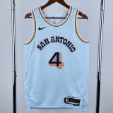 24-25 SA Spurs FOX #4 Light blue City Edition Top Quality Hot Pressing NBA Jersey (圆领）