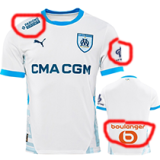 24-25 Marseille Home Fans Soccer Jersey (Print all Sponsor)