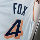 24-25 SA Spurs FOX #4 Light blue City Edition Top Quality Hot Pressing NBA Jersey (圆领）