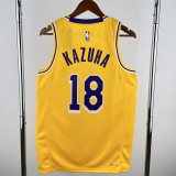 22-23 LAKERS KAZUHA #18 Yellow Top Quality Hot Pressing NBA Jersey(圆领)