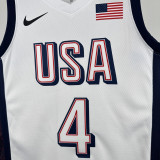 2024 Olympic Game USA CURRY # 4 White Basketball Jersey
