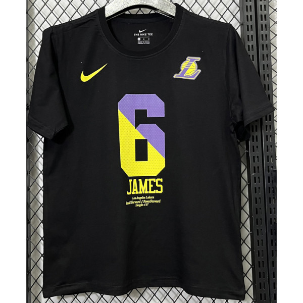 T190 Lakers JAMES #6 Black High Quality Casual T-Shirt