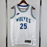 23-24 TIMBERWOLVES ROSE #25 White Top Quality Hot Pressing NBA Jersey (Retro Logo)