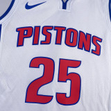 22-23 Pistons ROSE #25 White Top Quality Hot Pressing NBA Jersey