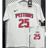 T180 Pistons ROSE #25 White High Quality Casual T-Shirt