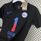 T139 76ERS HARDEN #1 Black High Quality Casual T-Shirt