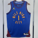 22-23 Nuggets PORTER JR. #1 Blue Top Quality Hot Pressing NBA Jersey (Trapeze Edition) 飞人版