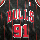 1996 BULLS RODMAN #91 Black Retro Top Quality Hot Pressing NBA Jersey