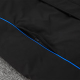 24-25 Ajax Black Hooded Windbreaker Fabric Cotton Coat #G190