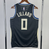 22-23 BUCKS LILLARD #0 Black Trapeze Iimited Top Quality Hot Pressing NBA Jersey(V领)