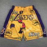 Lakers Yellow City Edition Top Quality NBA Pocket Pants *湖人涂鸦