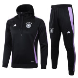 24-25 Germany Black Hoodie Half Pull Tracksuit #F595半拉连帽
