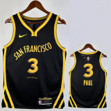 23-24 WARRIORS PAUL #3 Black City Edition Top Quality Hot Pressing NBA Jersey (V领)