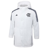24-25 Flamengo White Hooded Windbreaker Fabric Cotton Coat #G205(黑标)